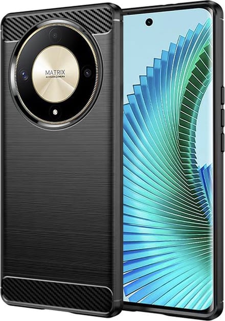Hoesje geschikt voor HONOR Magic6 Lite - Techsuit Carbon Silicone Back Cover - Zwart