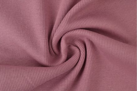 Rib boordstof - Donker oud roze - 1 meter - Per meter - 60cm breed