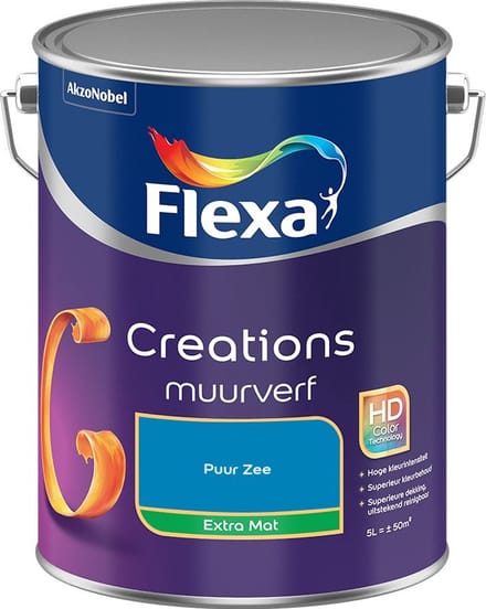 Flexa - Creations Muurverf Extra Mat - Puur Zee - Mengverf - 5 L