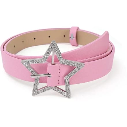 Y2K Star Buckle Belt Roze Leren Elastische Binding Versierde Tailleband Sprankelende Strass Retro Bruid Decoratie Accessoires