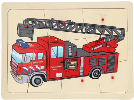 Playwood Wooden Knob Puzzle Fire Brigade 9 pcs. Hout