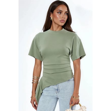 Overmaatse Crew Neck Drape Blouse