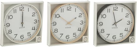 J-Line klok Rond - kunststof - beige/wit/zwart - small - 3 stuks - Ø 30 cm