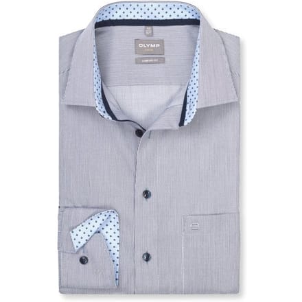 OLYMP Luxor Overhemd, Comfort Fit, New Kent, Marineblauw