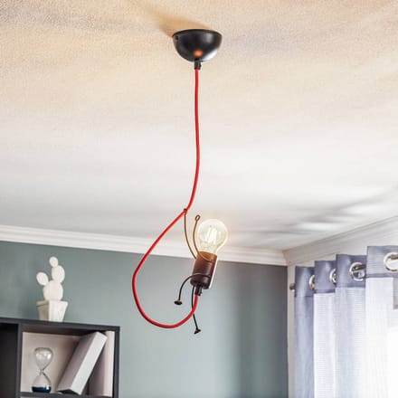 EMIBIG LIGHTING Hanglamp Bobi 1 in zwart, kabel rood, 1-lamp.