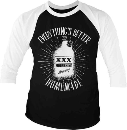 Moonshiners Raglan top -XL- Everything's Better Homemade Zwart/Wit