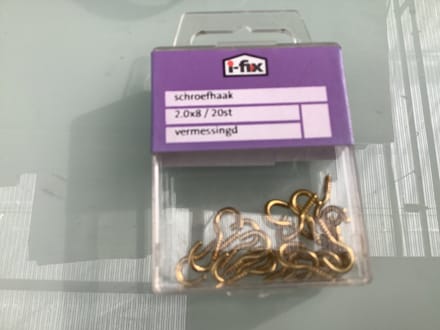 Schroefhaken - vermessingd - 2.0 x 8 mm (20 stuks)
