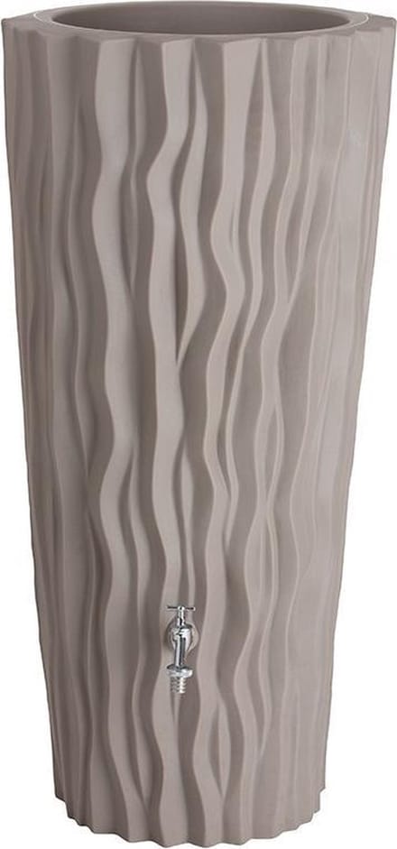 Regenton Flowers 160L | Regenvat taupe kleur met bloembak