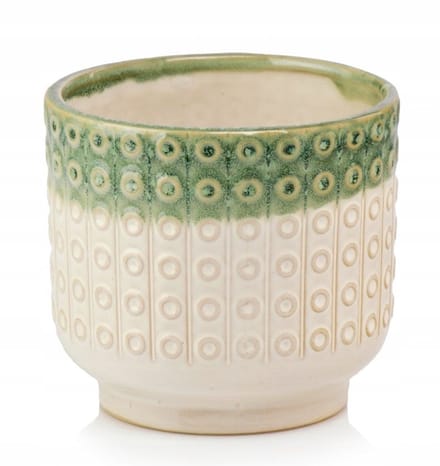 Polnix - Bloempot - Vintage - Beigegroen - 14cm
