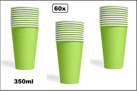 60x Mega beker limegroen karton 350ml - Drinken drank limonade
