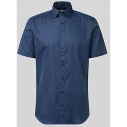 slim fit businessoverhemd van katoen met kentkraag
