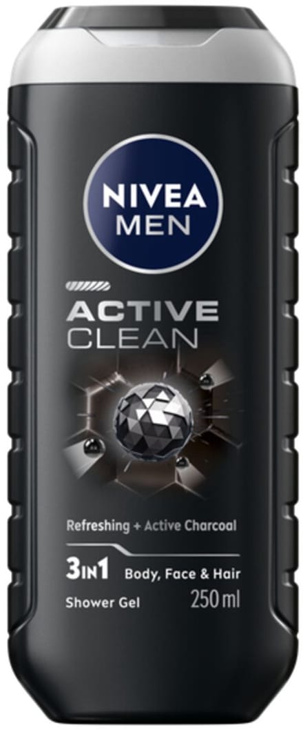 NIVEA Men - Douchegel Active Clean - 3 x 250 ml - Voordeelverpakking