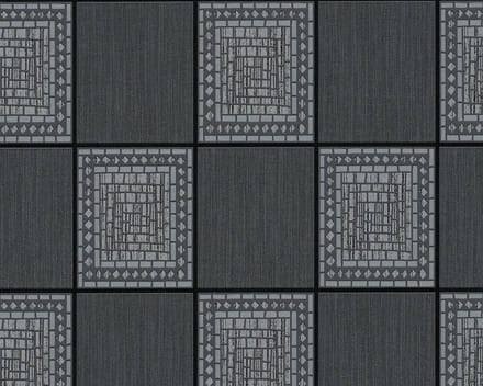GRAFISCHE TEGELS BEHANG - Grijs Metallic Zwart - AS Creation Il Decoro