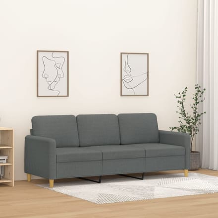 Vidaxl Bank 3-Zits, Donkergrijs, 180 Cm, Bekleed met Stof
