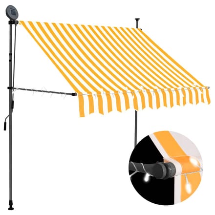 vidaXL - Luifel - handmatig - uitschuifbaar - met - LED - 100 - cm - wit - en - oranje