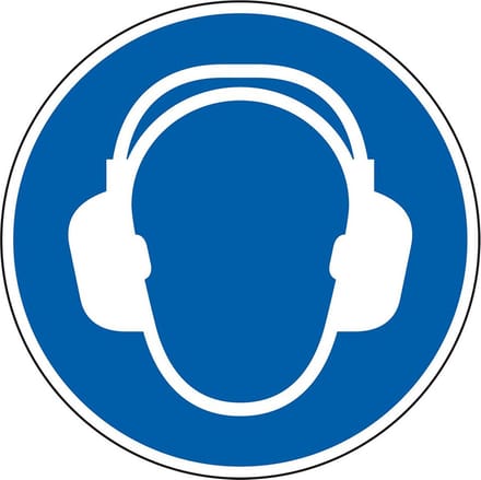 Sticker gehoorbescherming verplicht - ISO 7010 - M003 200 mm