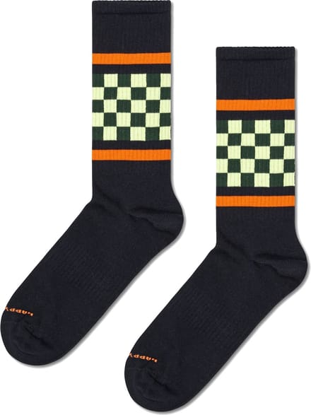 Happy Socks Checked Stripe Sneaker Sock - unisex sokken - zwart - Unisex - Maat: 41 - 46