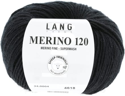 Lang Yarns Merino 120 - 04 zwart - Merinowol Garen