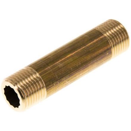 G 1/2'' Messing Dubbele Pijpnippel 16 Bar DIN 2982 - 80mm
