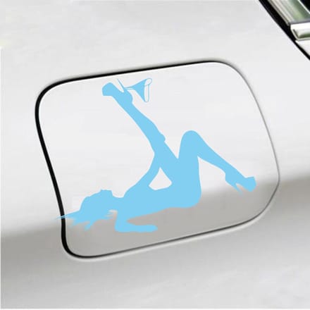 Bumpersticker - Dame Zonder Slip - 13 X 17 - Licht Blauw