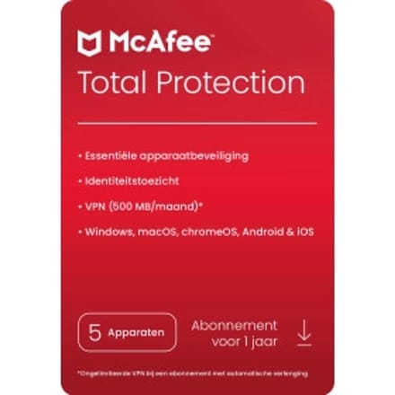 McAfee Total Protection | 5 Apparaten | 1 Jaar