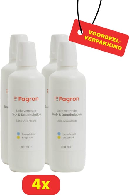 Fagron Licht Vettende Bad en Douchelotion - 4 x 250ml - Voordeelverpakking