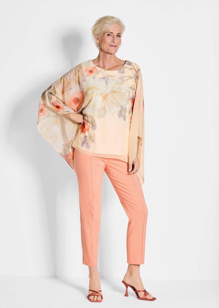 Blouse - perzik / gedess. - Gr. 40 van Goldner Fashion