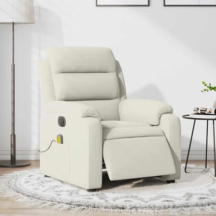 vidaXL - Massagestoel - elektrisch - verstelbaar - fluweel - crèmekleurig