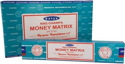 Satya Nag Champa Money Matrix wierook 12 x 15 gram