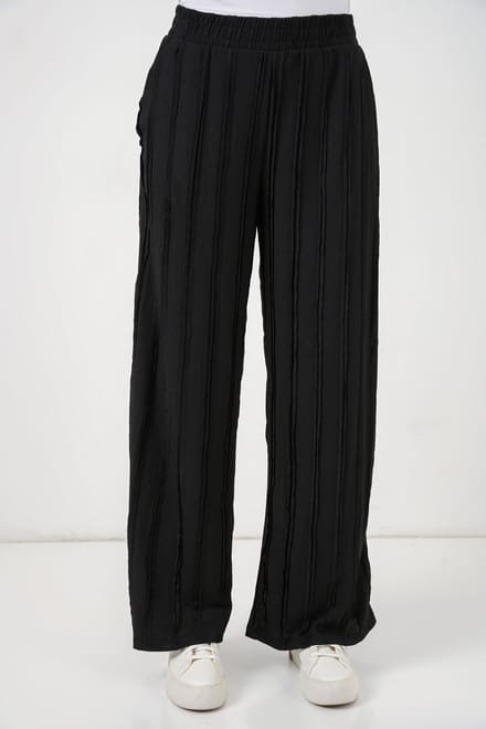 Brede Pijpen Textuur Pull-On Broek