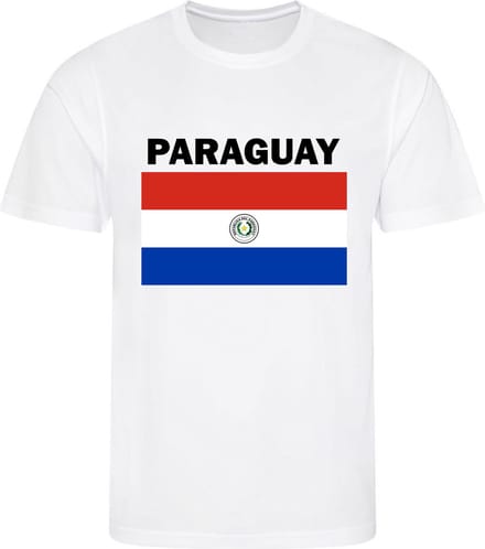 Paraguay - T-shirt Wit - Voetbalshirt - Maat: M - Landen shirts