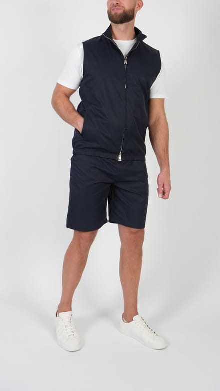 BASKO - ZOMERSET - GILET + SHORT - BLAUW - MAAT S