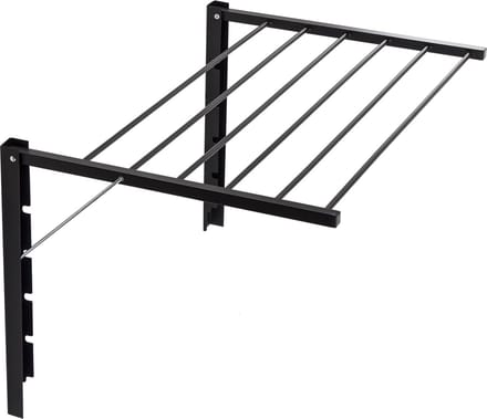 Droogrek - Opklapbare badkamerdroger aan de muur gemonteerd - 70 cm Zwart