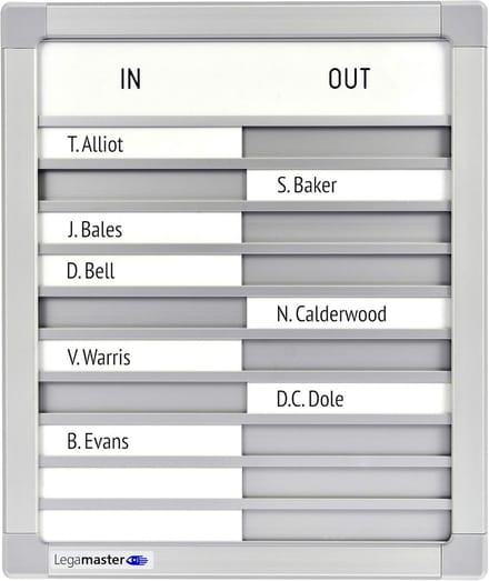 Presentiebord Aluminiumframe 30 Personen In- en Uitstekplaatjes 26x77 cm