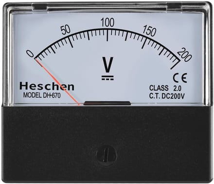Rechthoekige Analoog Voltmeter 0-200V DC
