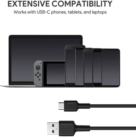 AUKEY CB-CD30 USB-kabel 0,9 m USB A USB C Zwart