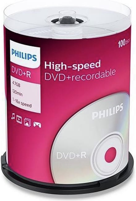 Philips DVD+R - 4,7GB - Speed 16x - Spindle - 100 stuks - DR4S6B00F