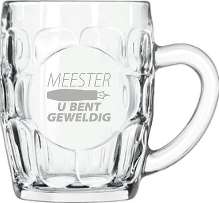 Gegraveerde Bierpul 55cl Meester u bent geweldig