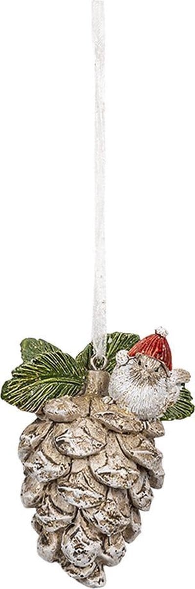 Clayre & Eef Kersthanger Dennenappel 5x4x7 cm Bruin Kunststof Kerstbal
