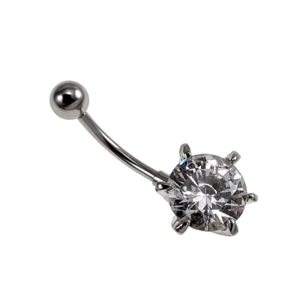 Navelpiercing met 10mm Transparante Zirkonia - Chirurgisch Staal