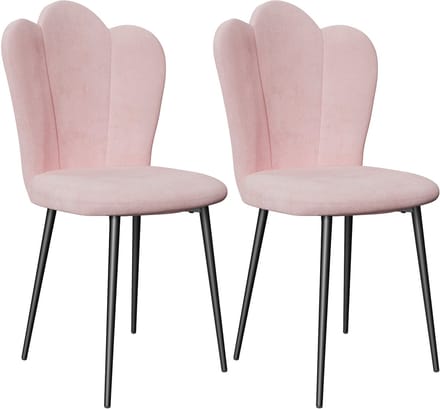 PIPIPOXER- Eetkamerstoelen - Set Van 2 - kaptafelstoel, metalen poten,Roze