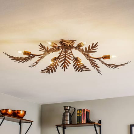 ONLI Plafondlamp Felce als varen in brons, 105 x 60 cm