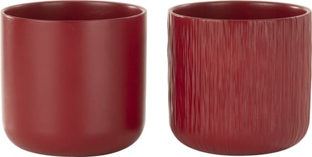 J-Line bloempot Gen - keramiek - rood - medium - 2 stuks - Ø 15 cm