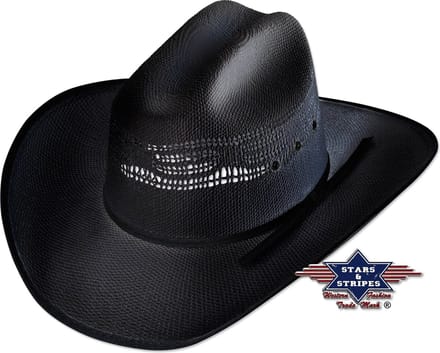 Westernhoed Strohoed Stars&Stripes zomerhoed ASHTON BLACK mt 57