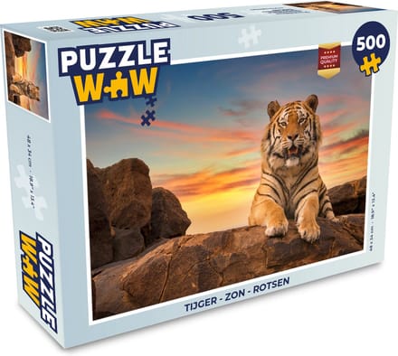 Puzzel Tijger - Zon - Rotsen - Legpuzzel - Puzzel 500 stukjes