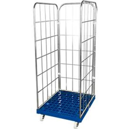 Rolcontainer, 3-zijdig, met achterwand