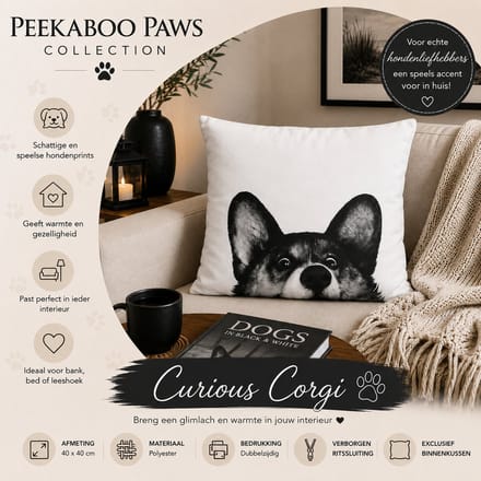 Peekaboo Paws Collection Kussenhoes - 40x40 cm