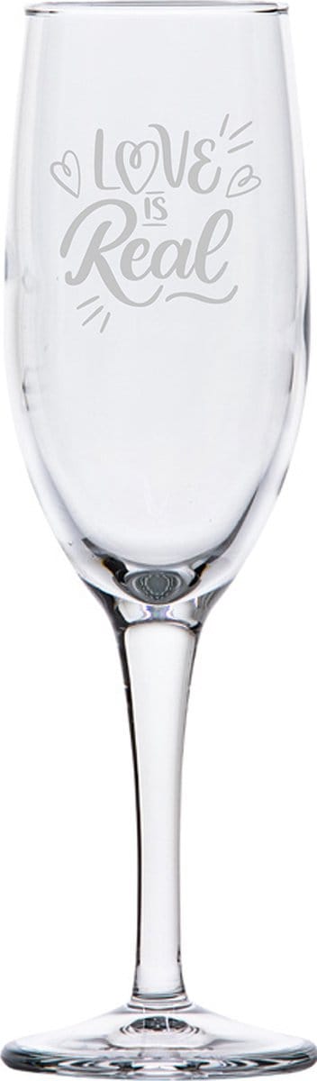 Gegraveerde Champagneglas 16,5cl Love is real - valentijnsdag - valentijn