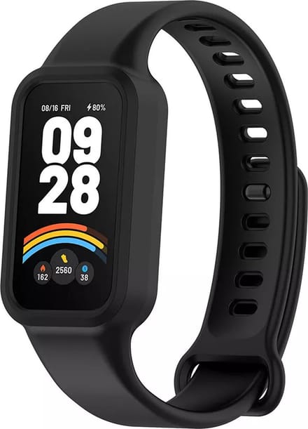 Strap-it Siliconen bandje met druksluiting - geschikt voor Xiaomi Smart Band 9 Active (zwart)