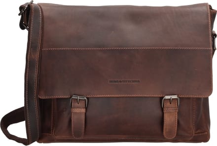 Hide & Stitches Japura Schoudertas - 100% Leer - Donkerbruin